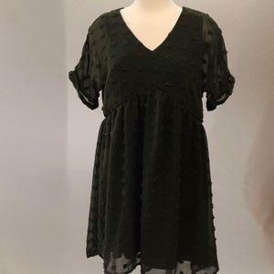 Kirundo sheer lined baby doll dress empire waist embellished crocheted rosettes